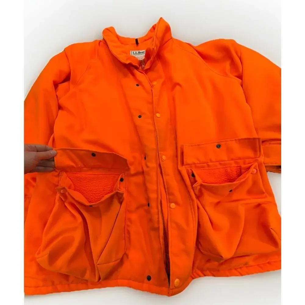 Vintage L.L.Bean Blaze Orange Hunting Jacket Men’s XL Field Coat Game Pockets - Picture 10 of 13